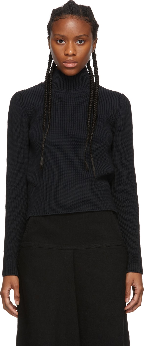 Tibi Black Cropped Tech Two-Way Sweater