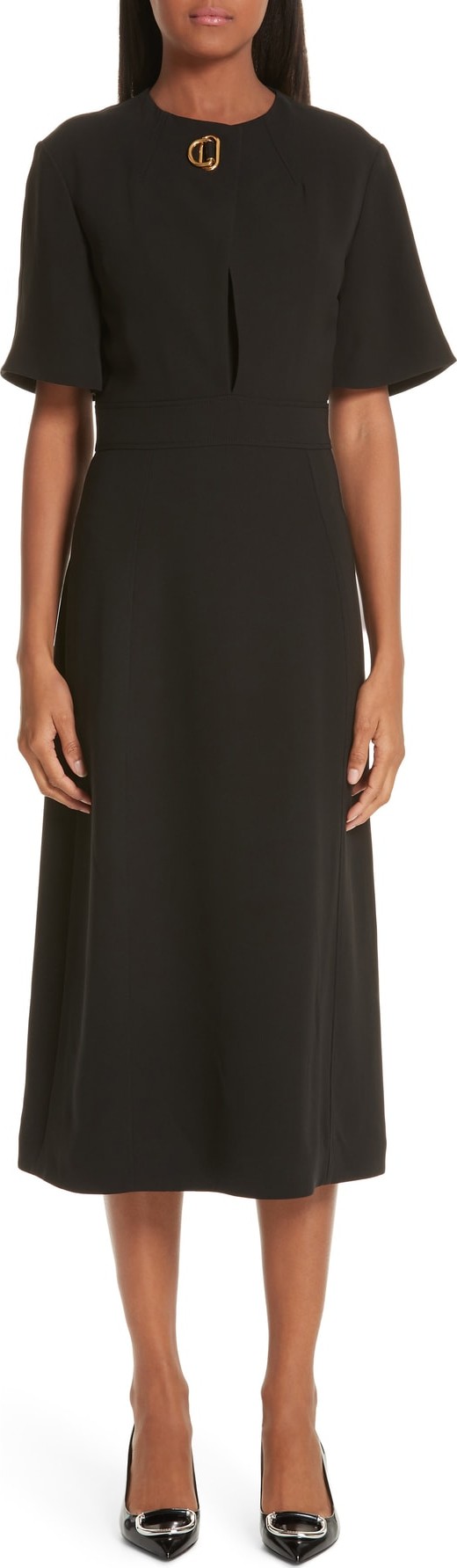 Burberry London England Kaly D-Ring Detail Silk & Wool Dress