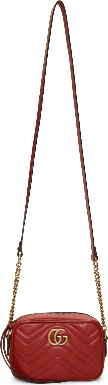 Gucci Red Small GG Marmont Camera Bag