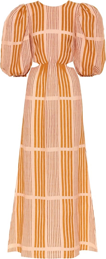 Johanna Ortiz Checked linen midi dress
