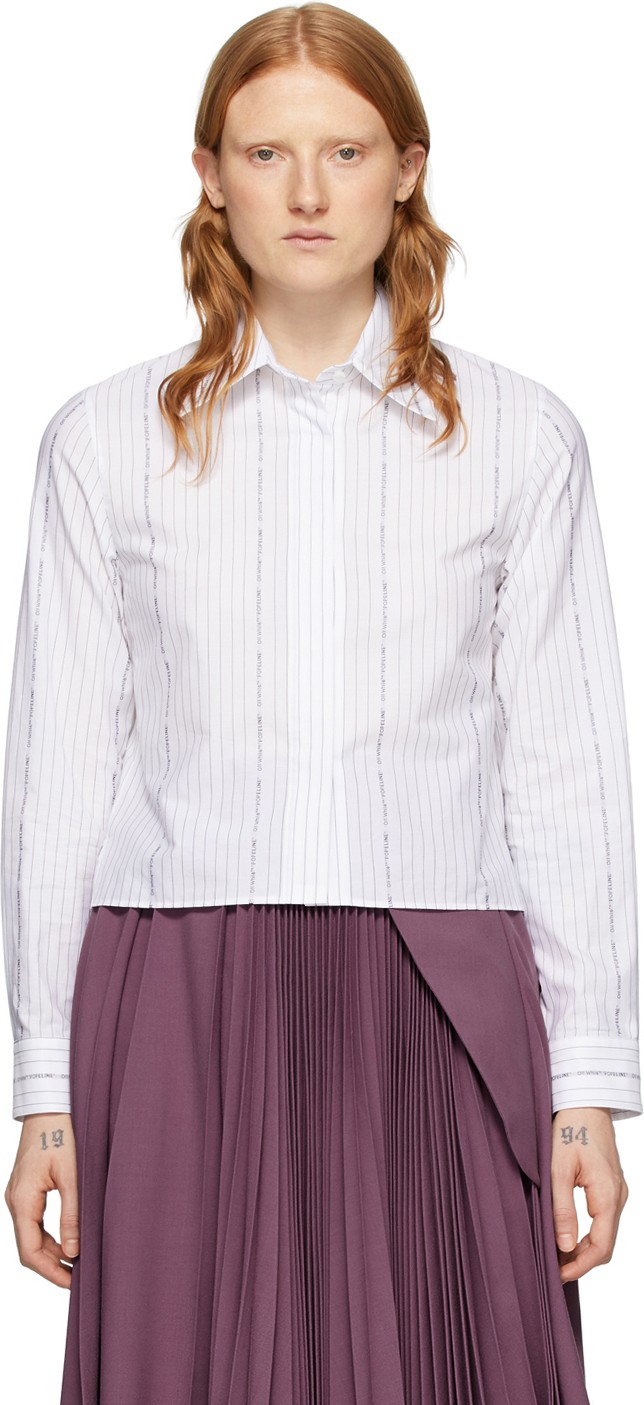 Off White White Poplin Logo Cropped Shirt