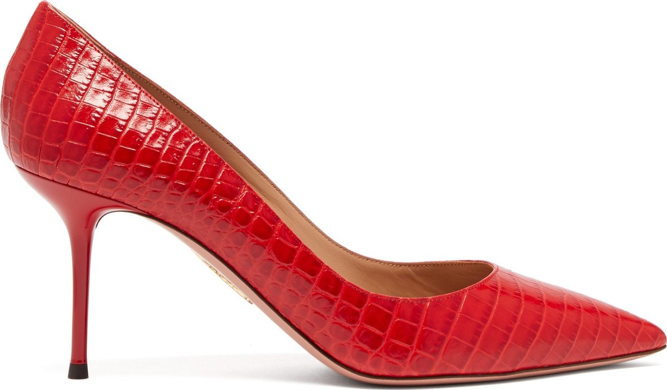 Aquazzura Purist 75 crocodile-effect leather pumps