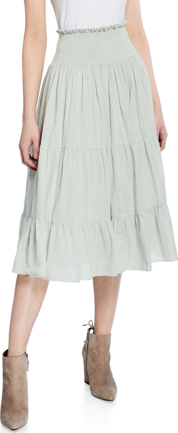 THE GREAT. The Blossom Tiered Midi Skirt