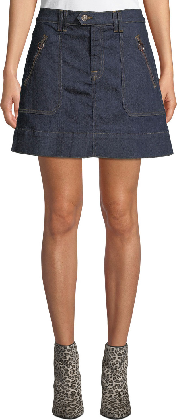 7 For All Mankind Clean Utility Denim Mini Skirt