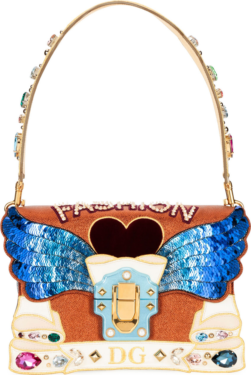 Dolce & Gabbana Lucia Fashion Angel Embellished Shoulder Bag