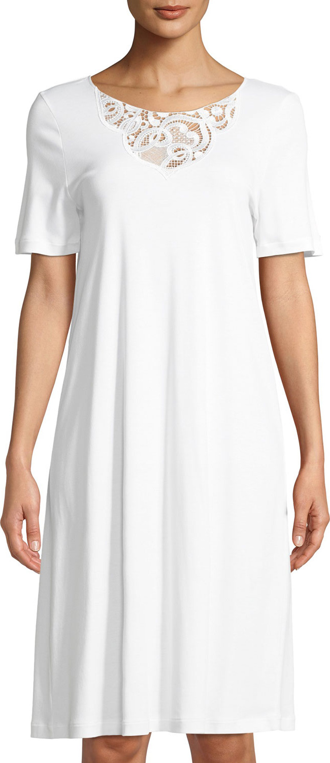 Hanro Ella Short-Sleeve Nightdress