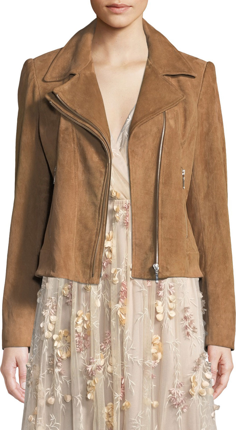 Elie Tahari Angalie Suede Moto Jacket