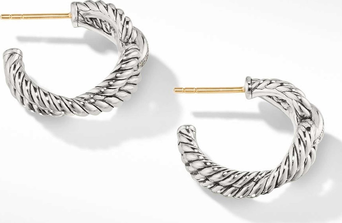 David Yurman Cable Loop Hoop Earrings with Diamonds