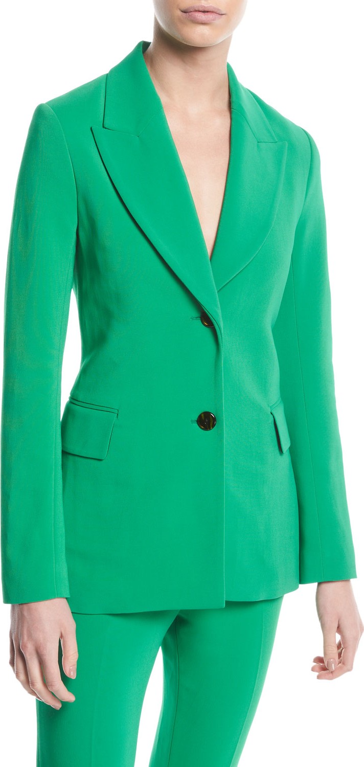 Rosetta Getty Peak-Lapel Two-Button Stretch-Cady Jacket