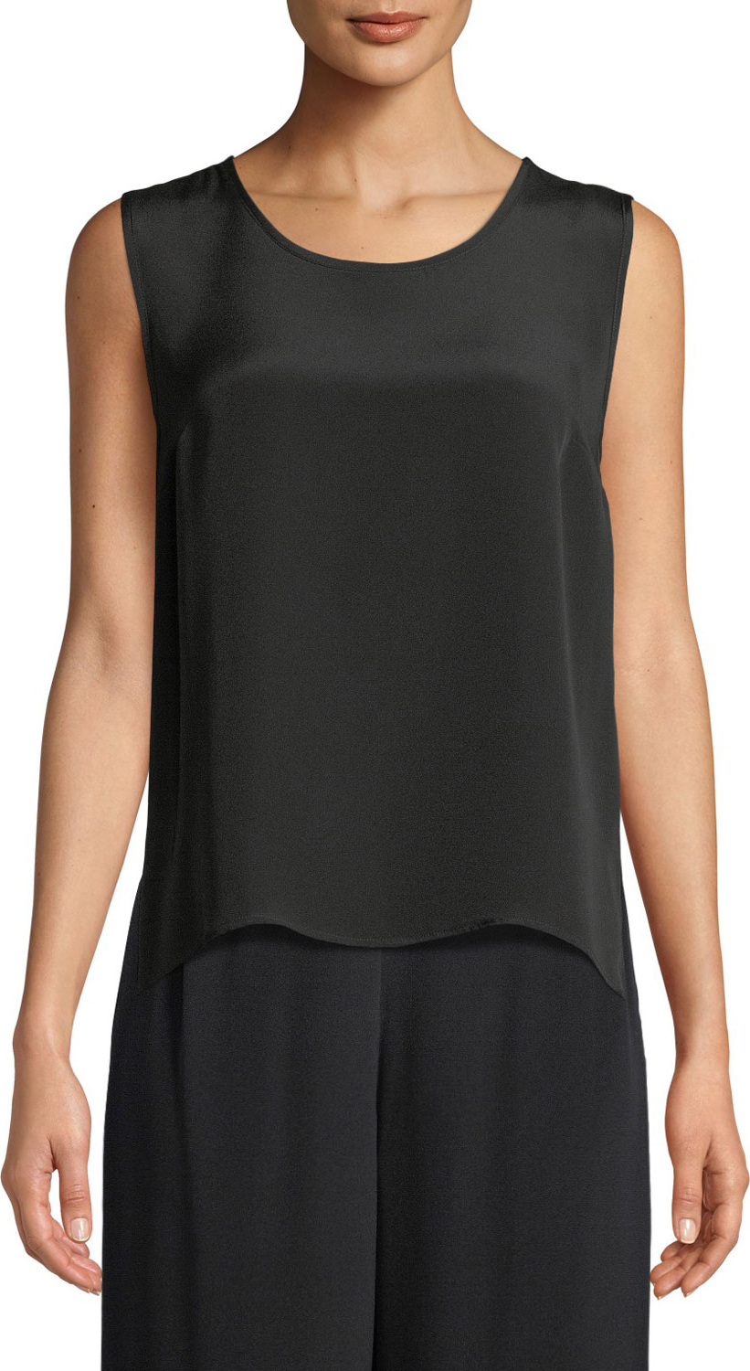 Caroline Rose Silk Crepe Mid Tank Top