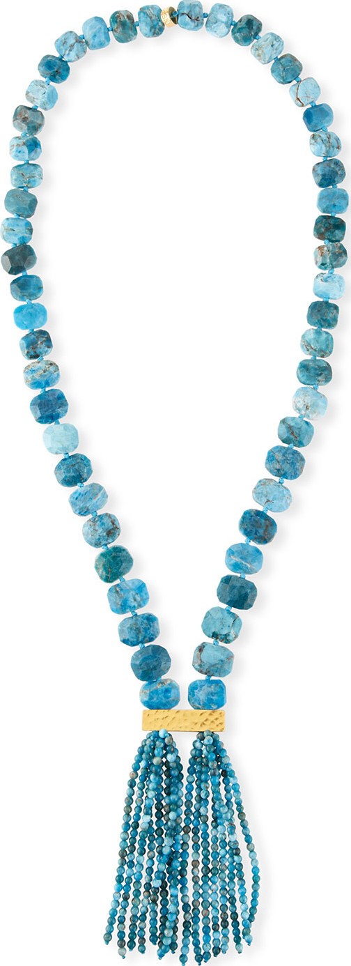 NEST Jewelry Apatite Double Tassel Pendant Necklace