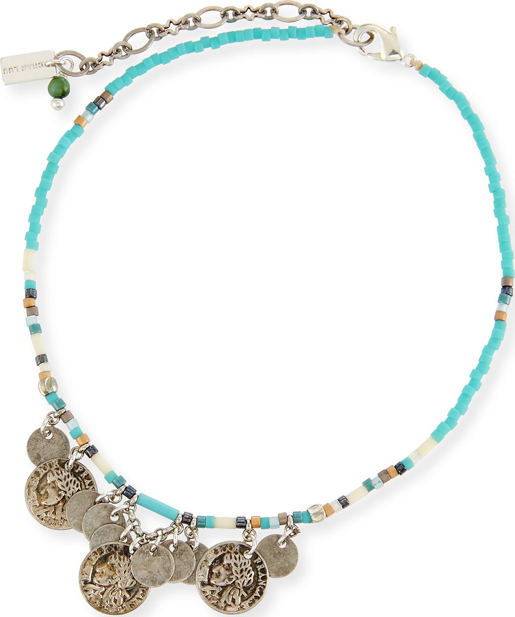 Chan Luu African Turquoise Seed Bead Anklet