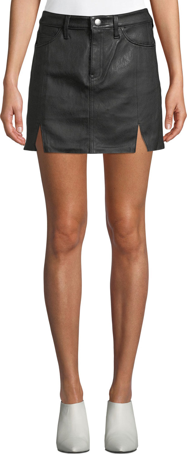 Current/Elliott The Leather Mini Five-Pocket Skirt