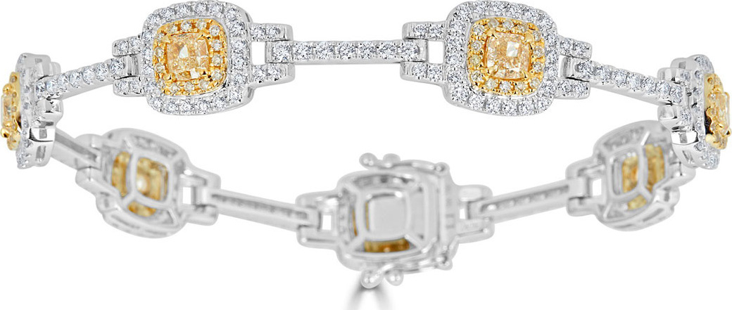 ZYDO Limoncello 18k Gold & Diamond Cushion Tennis Bracelet