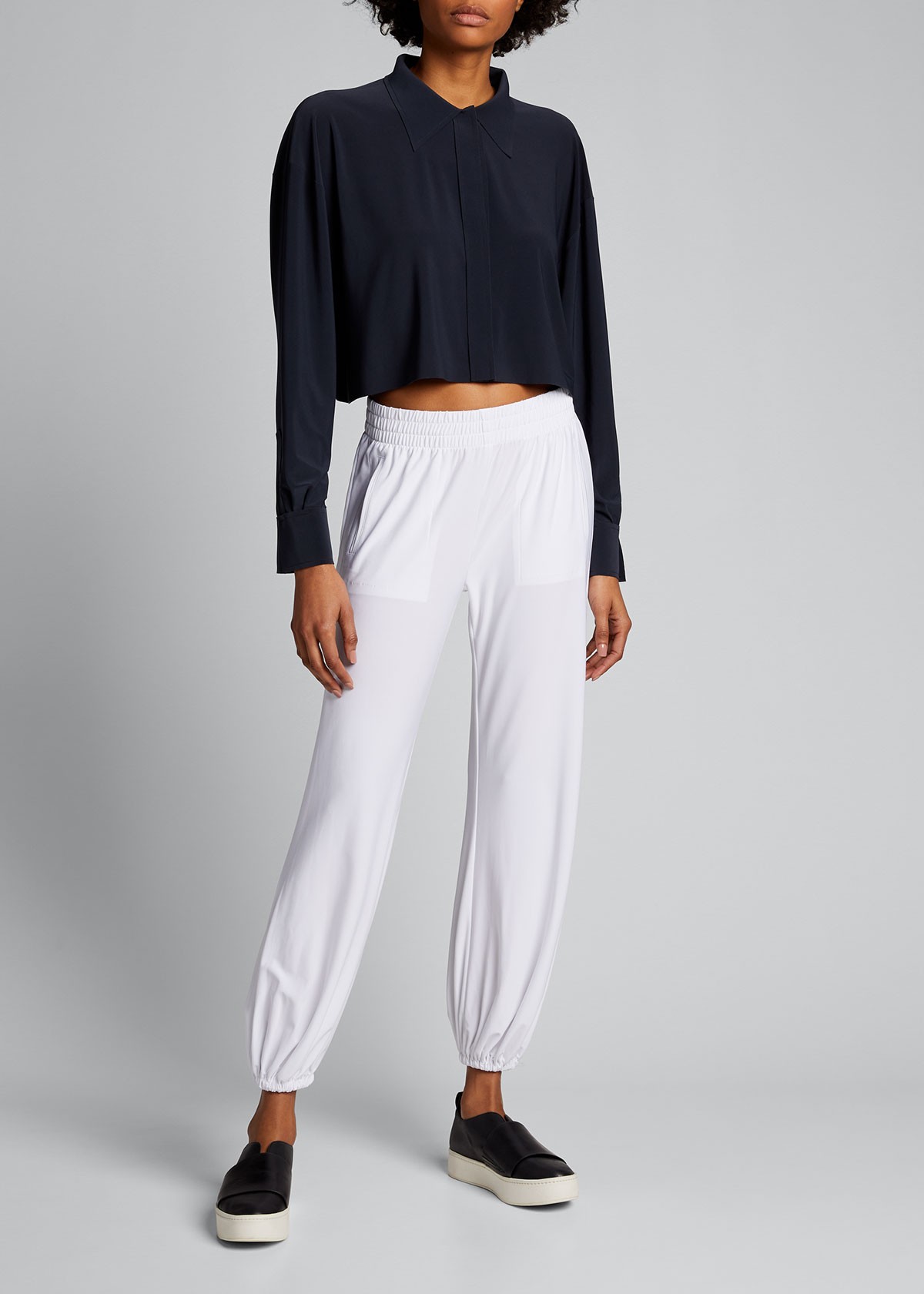 Norma Kamali Oversized Cropped Boyfriend Shirt