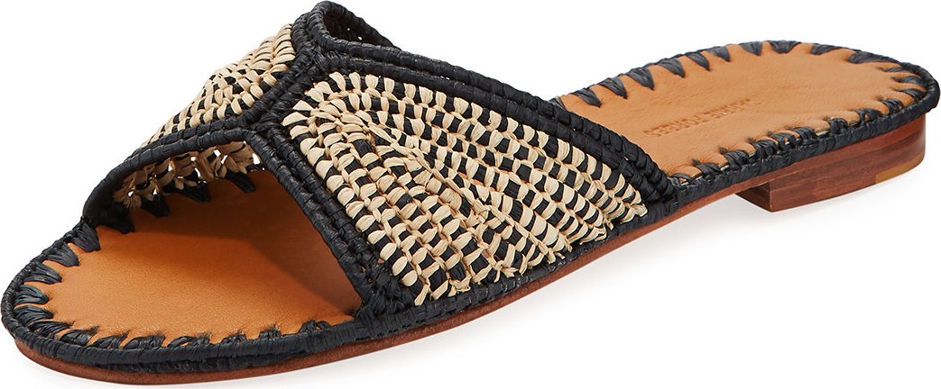 Carrie Forbes Salon Miste Woven Raffia Slide Sandals