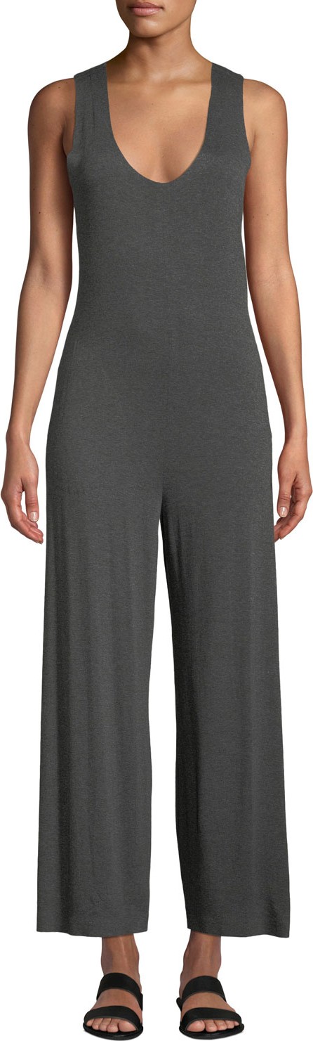 Norma Kamali Scoop-Neck Sleeveless Cropped Jumpsuit w/ Crossed Back