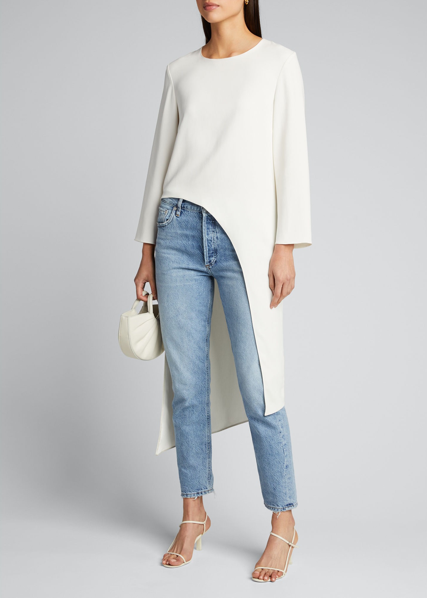 Veronica Beard Rome Long-Sleeve High-Low Top