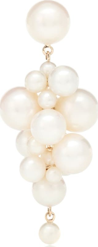Sophie Bille Brahe Botticelli Grand 14kt gold single earring with pearls