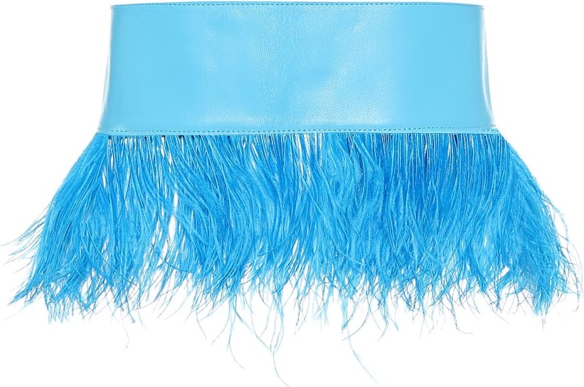 The Attico Feather-trimmed leather belt The Attico Feather-trimmed leather belt