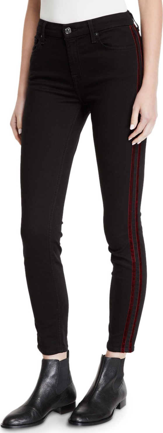 7 For All Mankind Mid-Rise Ankle Skinny with Velvet Side Stripes