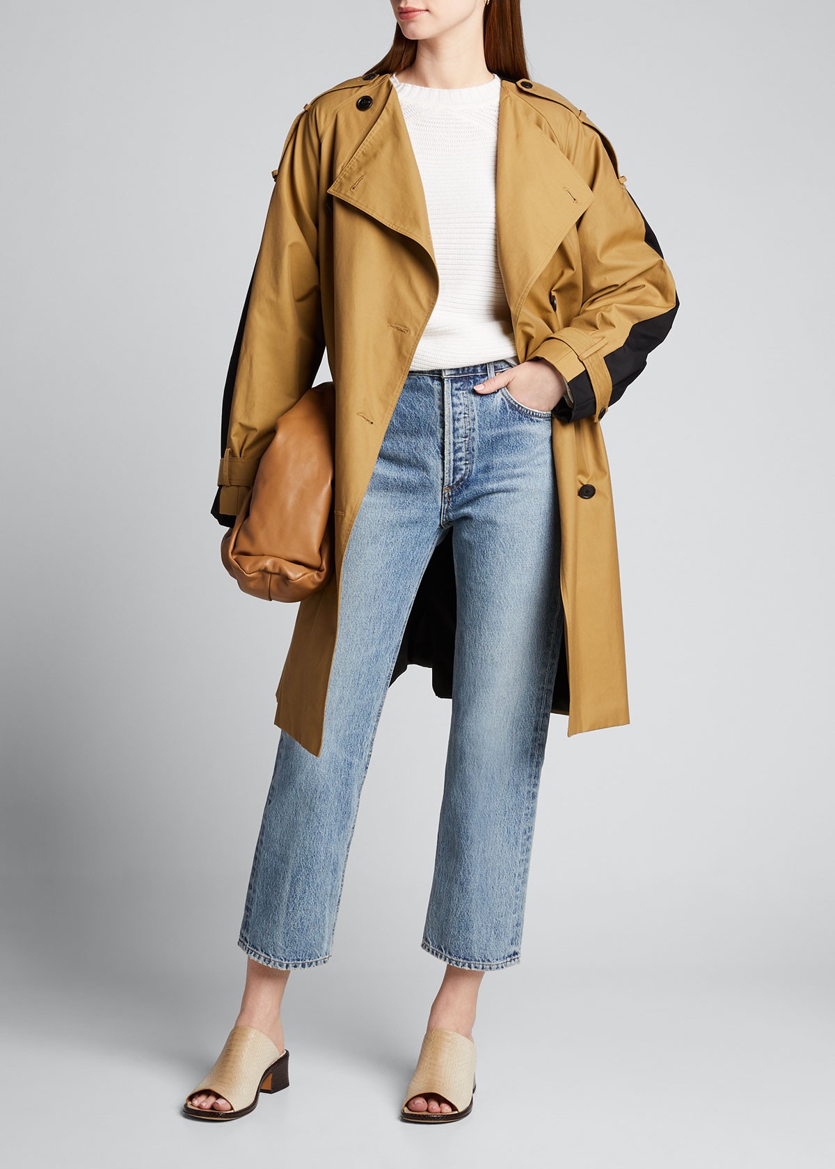 FRAME DENIM Colorblock Trench Coat