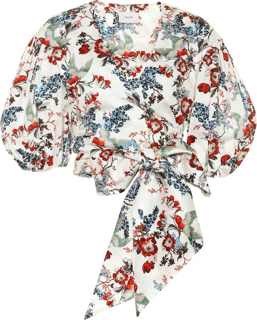 Erdem Cylenne floral cotton-poplin crop top