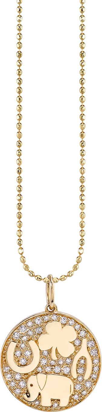 Sydney Evan 14k Luck Tableu Diamond Medallion Necklace