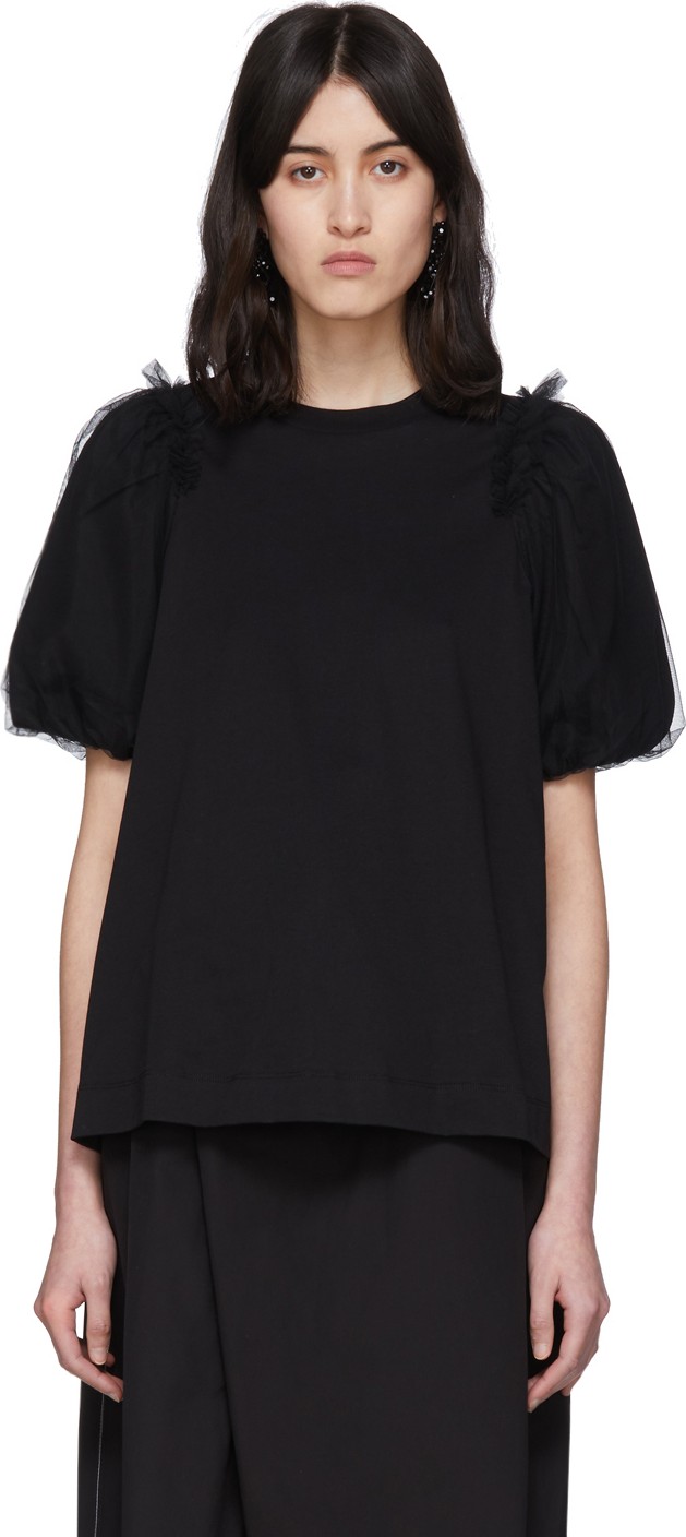 Simone Rocha Black Inverted Puff Sleeve T-Shirt