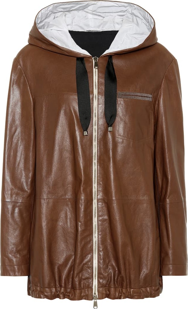 Brunello Cucinelli Hooded leather jacket