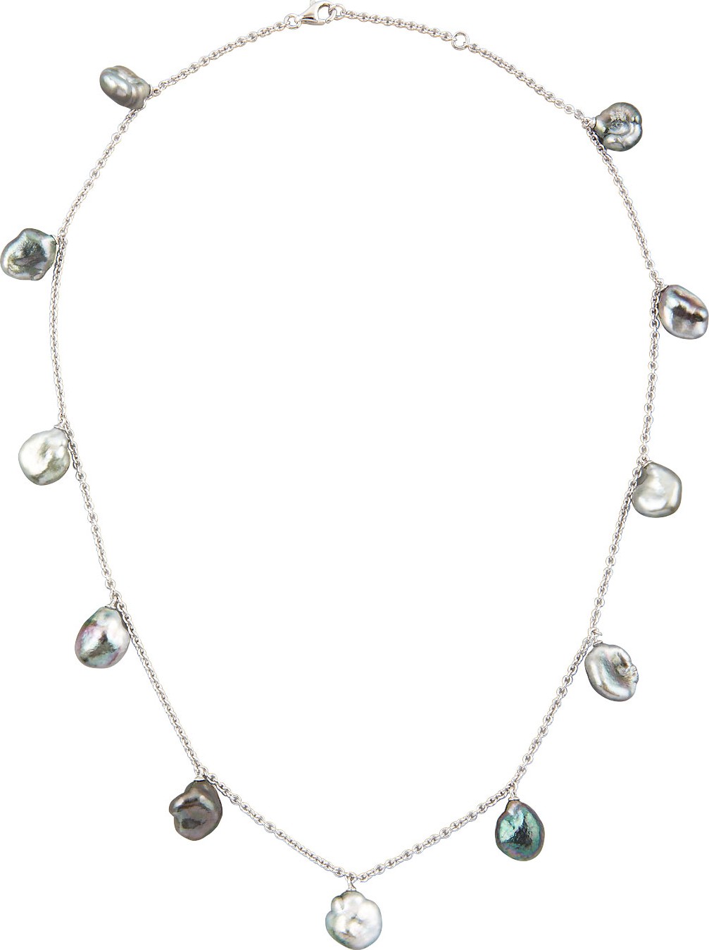 Eli Jewels 18k White Gold Gray Keshi Pearl Necklace, 16"L