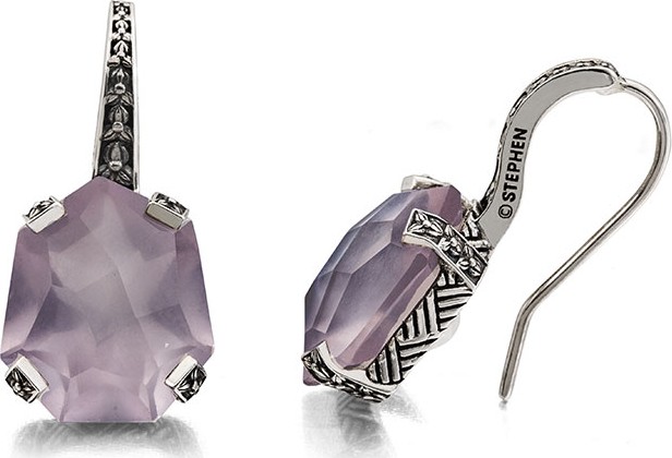 Stephen Dweck Galactical Drop Earrings in Pink Amethyst