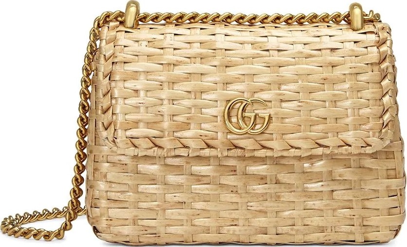 Gucci small straw shoulder bag