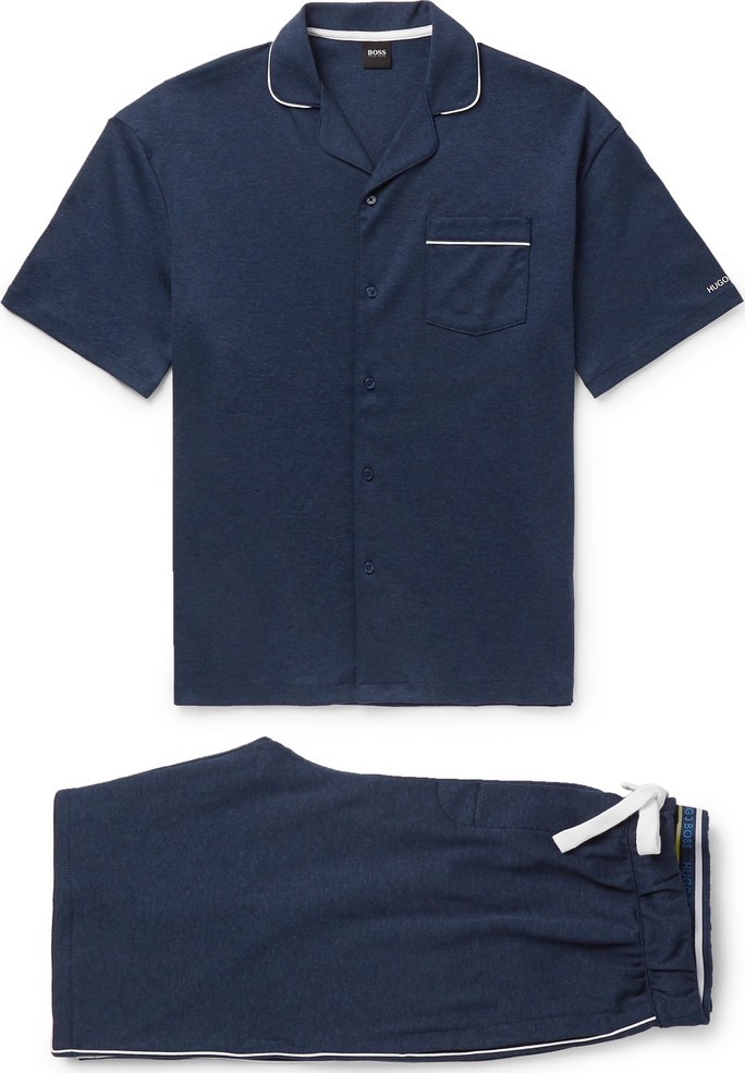 HUGO BOSS Piped Cotton-Jersey Pyjama Set