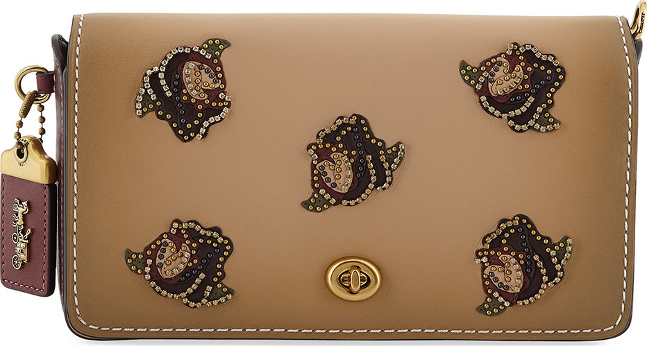 COACH 1941 Dinky Rose-Applique Leather Crossbody Bag