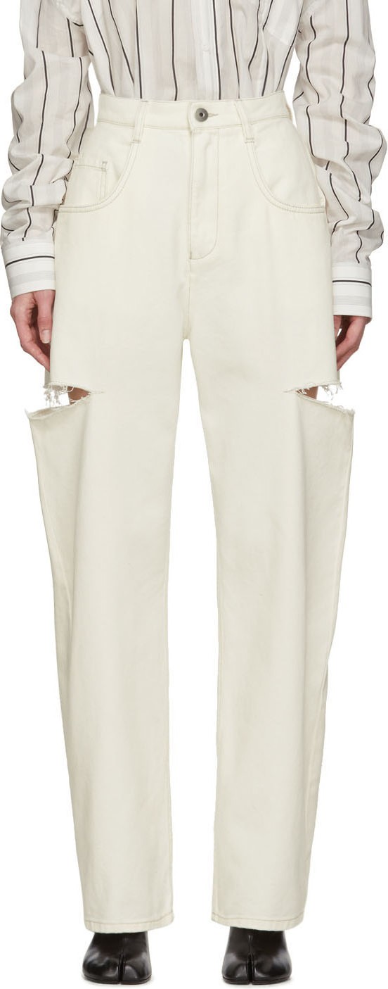 Maison Margiela Off-White Thigh Slit Jeans