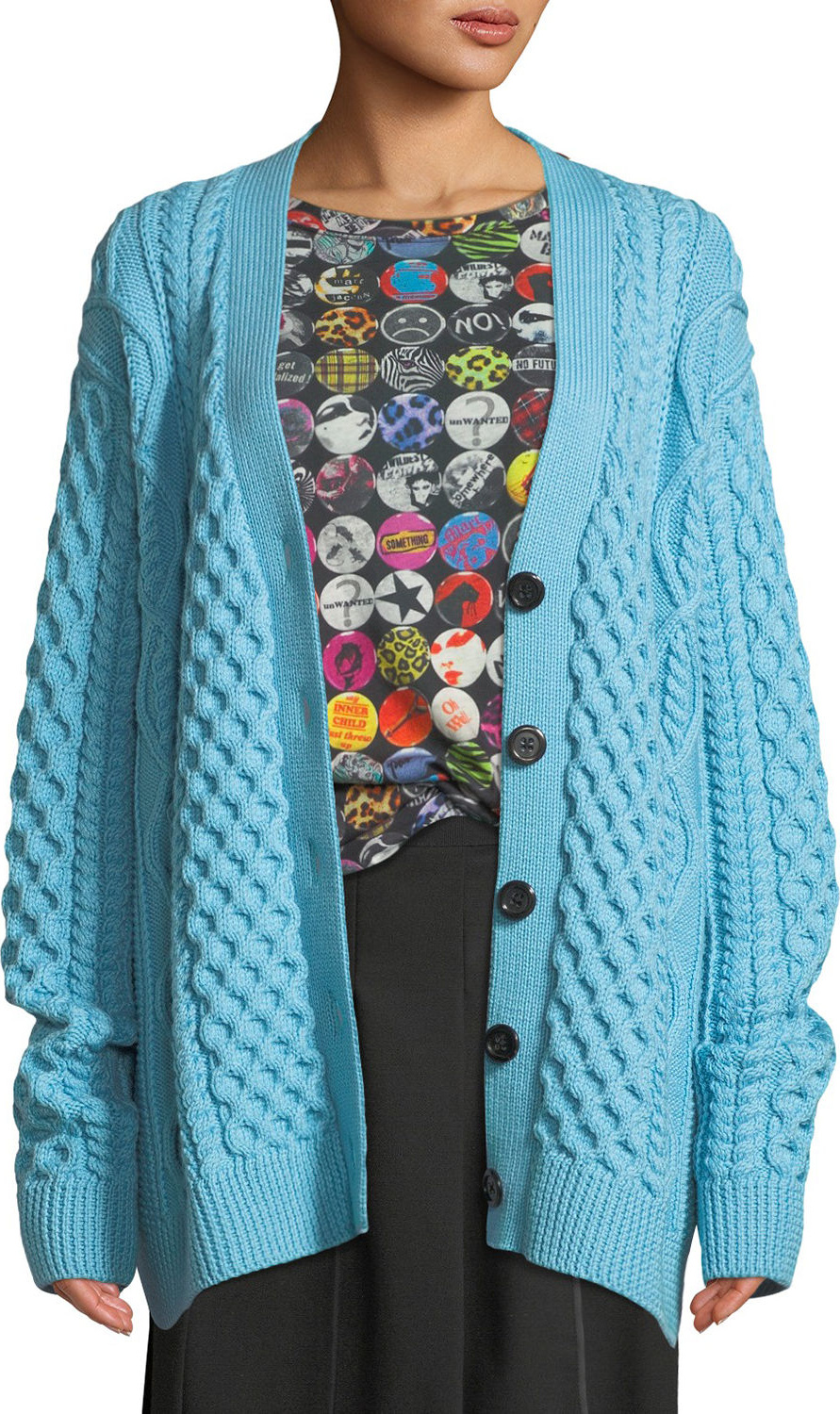 MARC JACOBS Button-Front Chunky Cable-Knit Merino Wool Cardigan