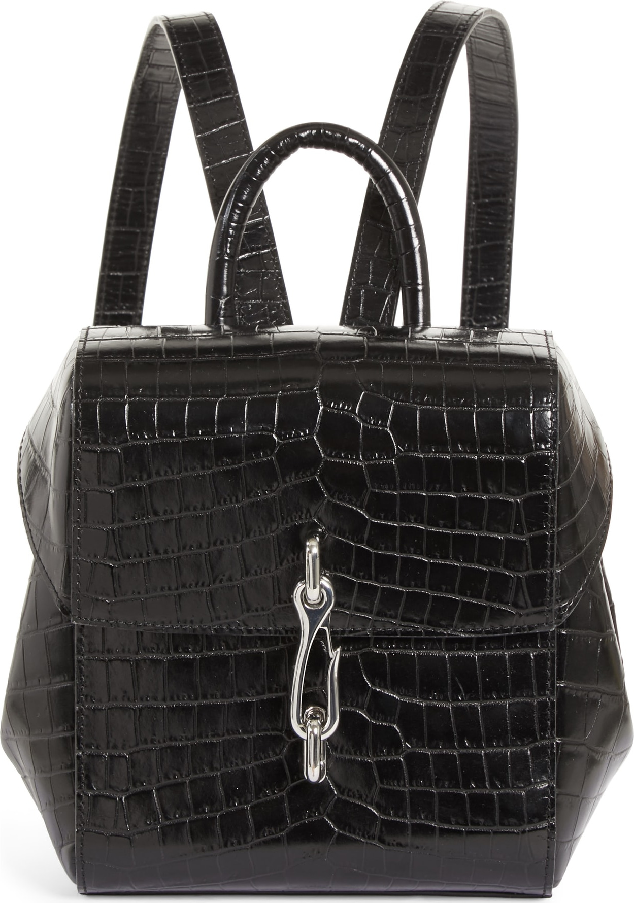 Alexander Wang Hook Mini Croc Embossed Leather Backpack