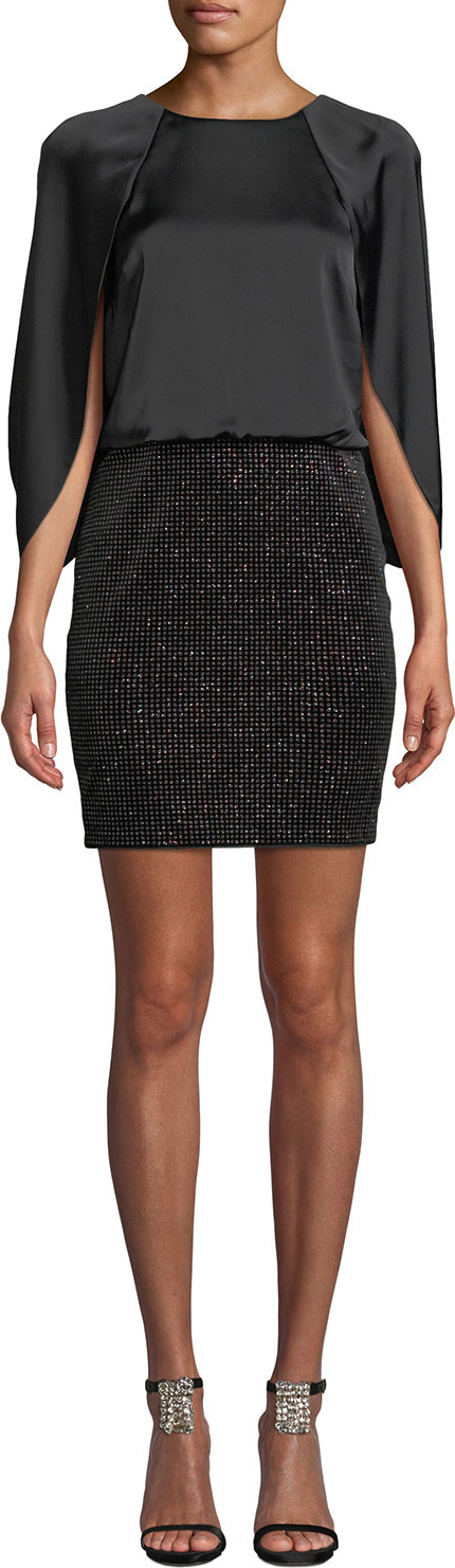 Aidan by Aidan Mattox Charmeuse Capelet & Glitter Dot Dress