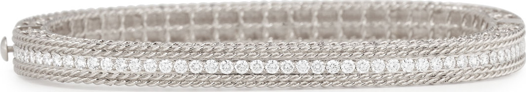 Roberto Coin Princess 18K White Gold Narrow Single-Row Diamond Bangle