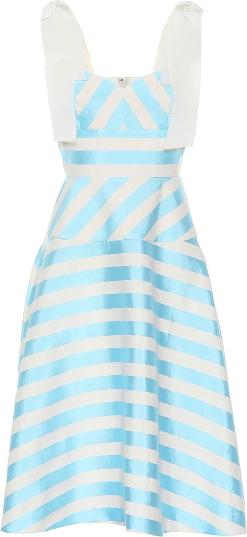 DELPOZO Striped linen-blend midi dress
