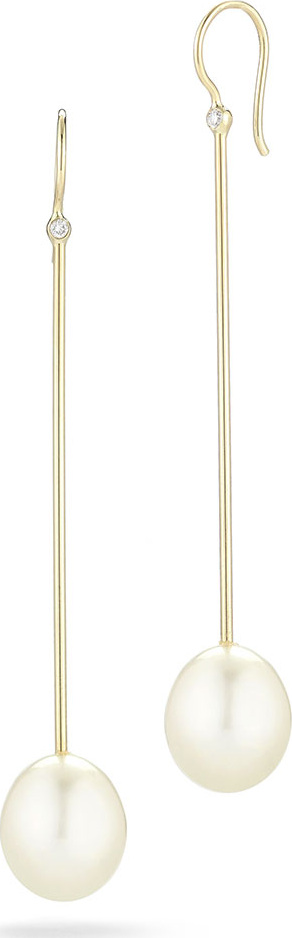 Mizuki Sea of Beauty Diamond & Pearl Bar Earrings