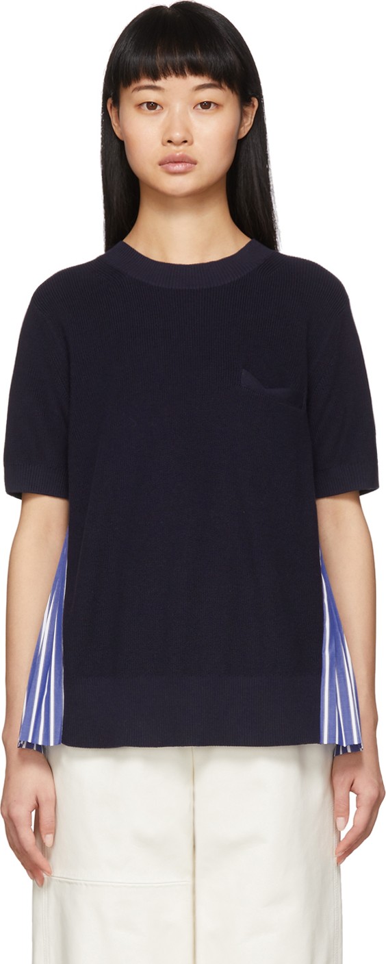 Sacai Navy Striped Knit Pullover