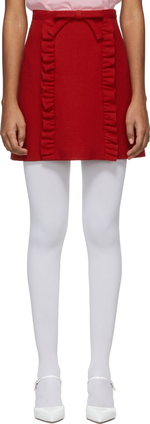 Miu Miu Red Bow & Ruffles Miniskirt