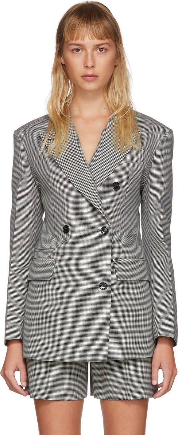 We11done Black & White Open Back Double-Breasted Blazer