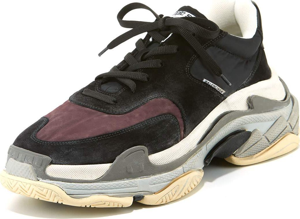 Balenciaga Men's Triple S Mesh & Leather Sneakers, Dark Red