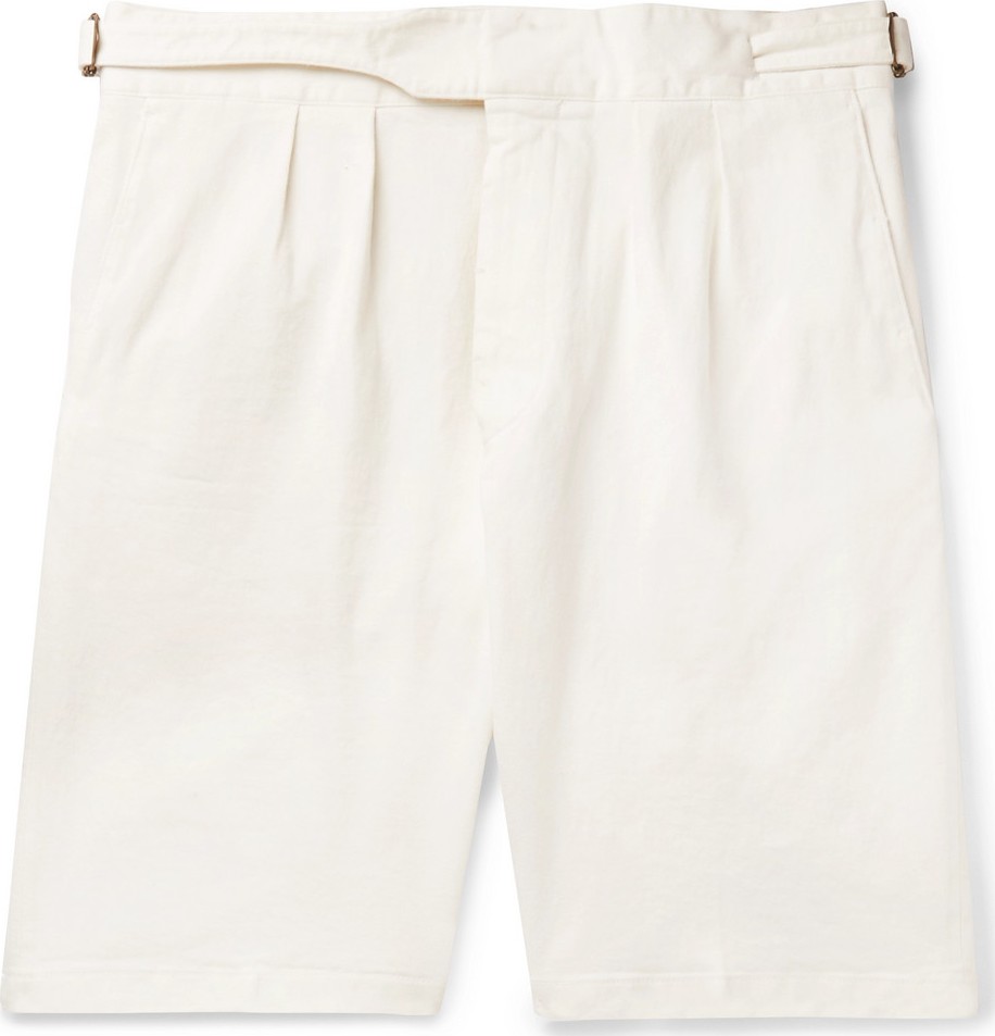 Lardini Pleated Cotton-Blend Twill Bermuda Shorts