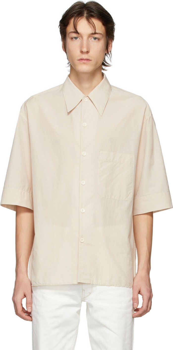 Lemaire Beige Convertible Collar Short Sleeve Shirt