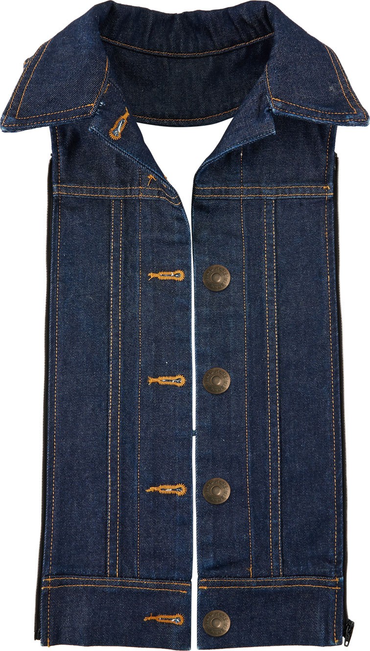 Veronica Beard Slate Button-Front Denim Dickey