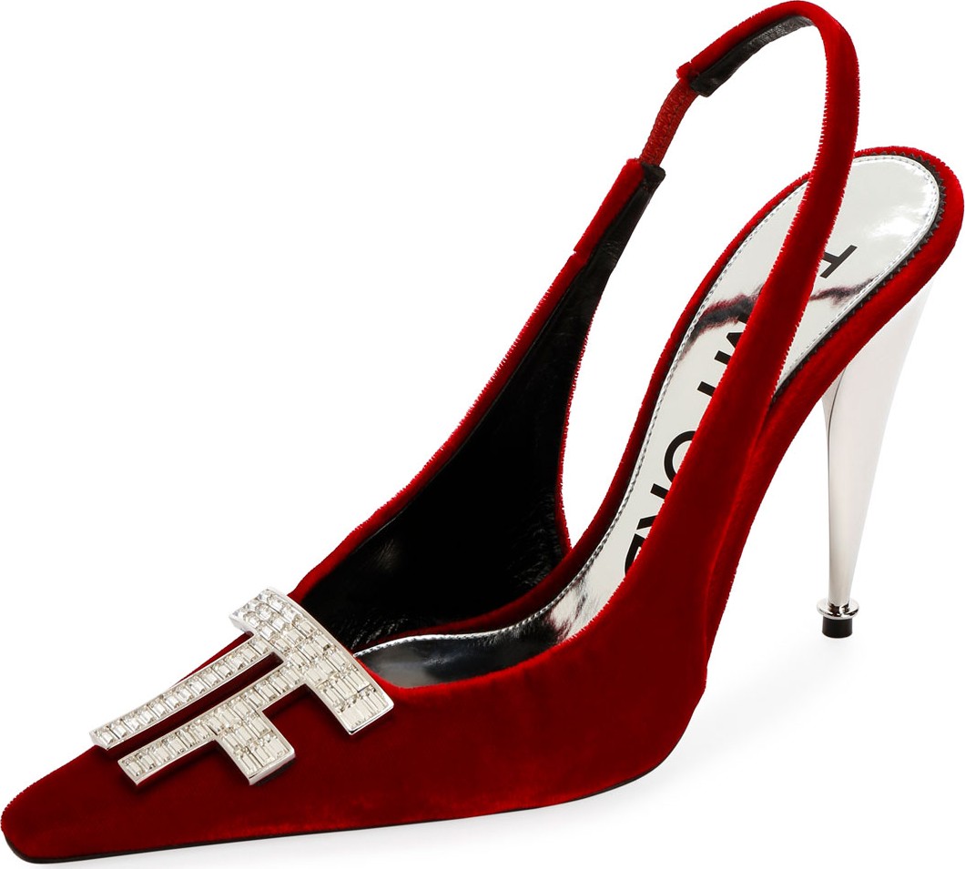 TOM FORD Crystal TF Velvet Slingback Pumps